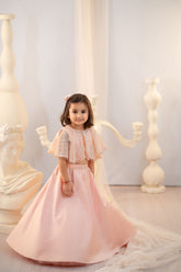Peach Lehenga With Cape