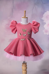 Pink Flared Butterfly Dress