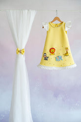Yellow animal a-line dress