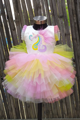 Unicorn colorful layered dress