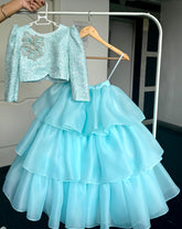 Blue Layered Lehenga