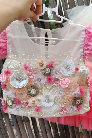 Pink ombre layered lehenga set