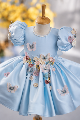 Flora Butterfly Dress In Blue