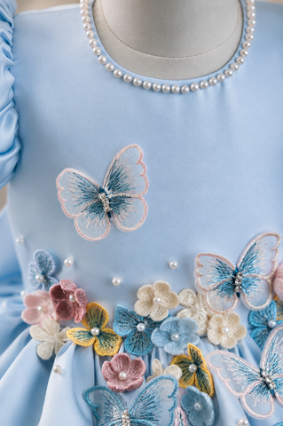 Flora Butterfly Dress In Blue