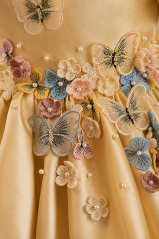 Flora Butterfly Dress In Golden