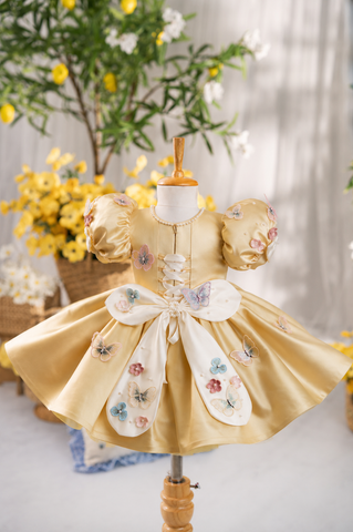Flora Butterfly Dress In Golden