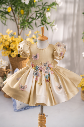Flora Butterfly Dress In Golden