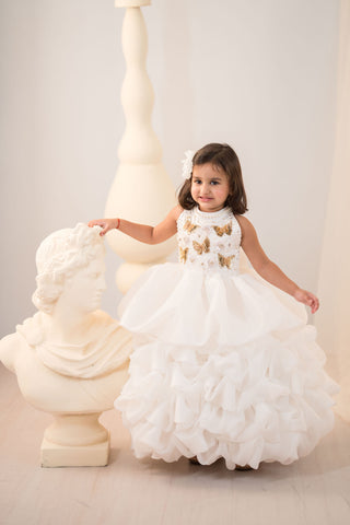 Layered Golden Butterfly Gown