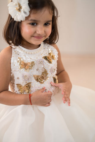 Layered Golden Butterfly Gown