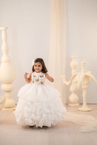 Layered Golden Butterfly Gown