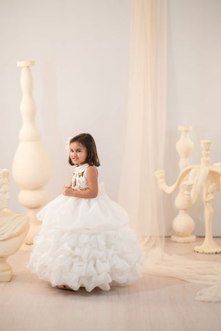 Layered Golden Butterfly Gown