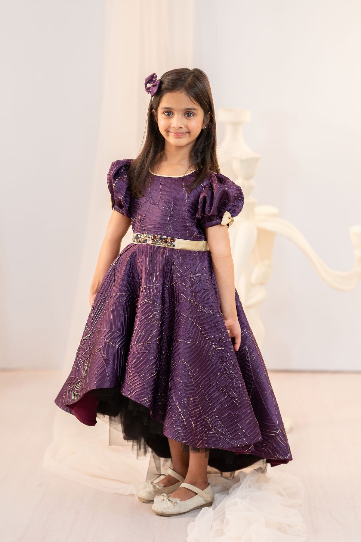 Magenta textured High-Low Gown