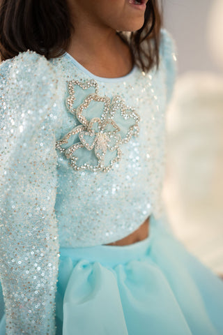 Blue Layered Lehenga