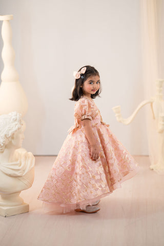 Pink Jacquard High low Gown