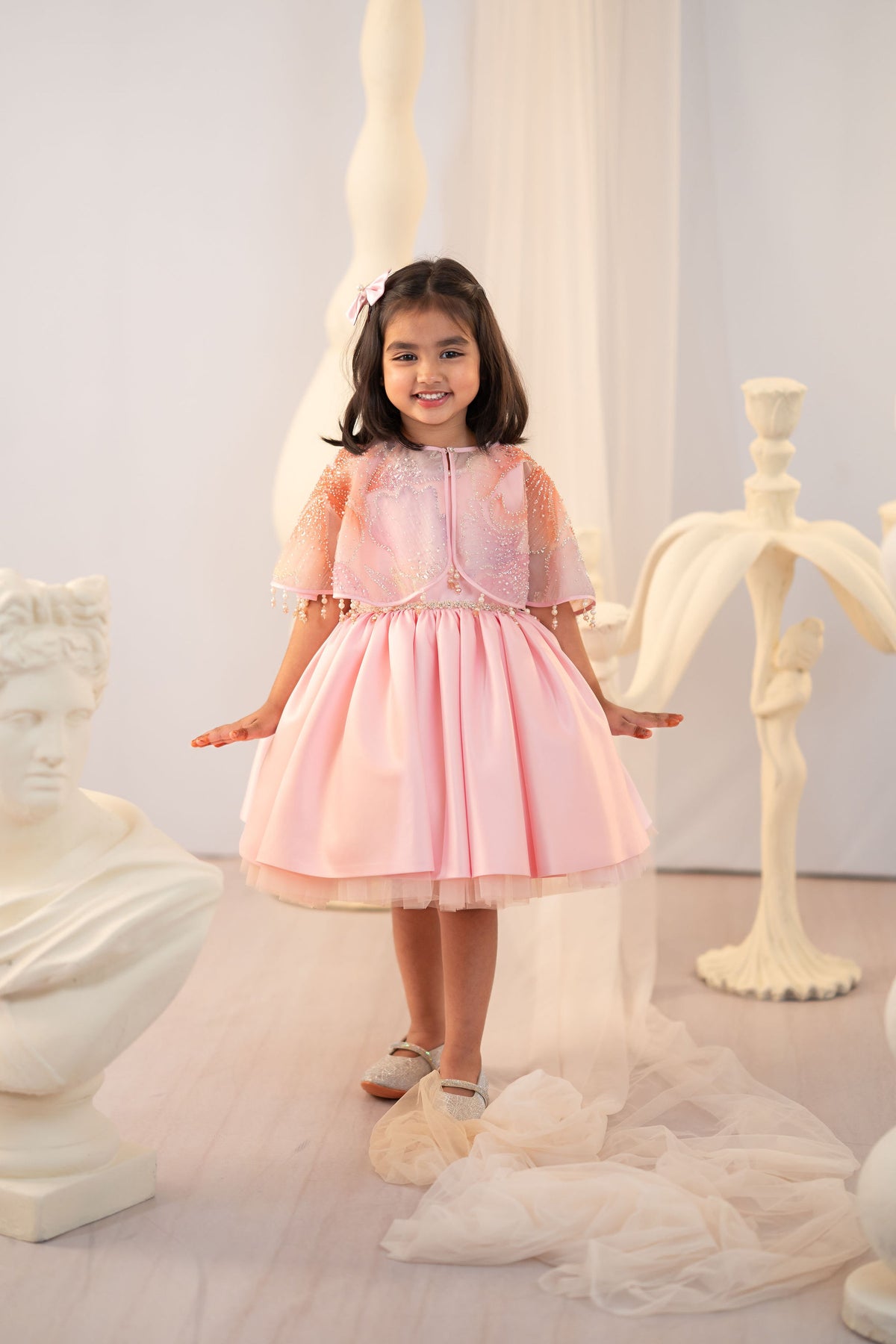 Pink Crystal Cape Dress