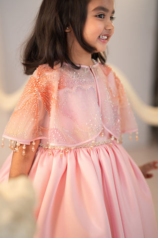 Pink Crystal Cape Dress