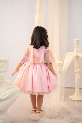 Pink Crystal Cape Dress