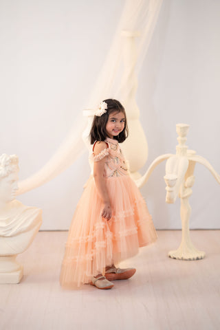 Peach Esmeralda high-low gown