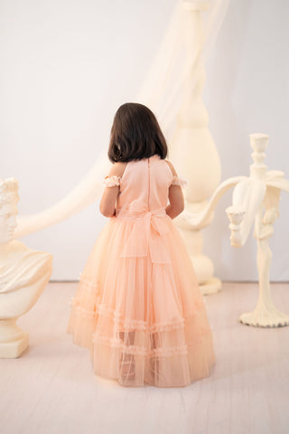 Peach Esmeralda high-low gown