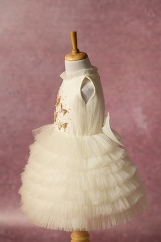 Layered Butterfly Dress In Off-white
