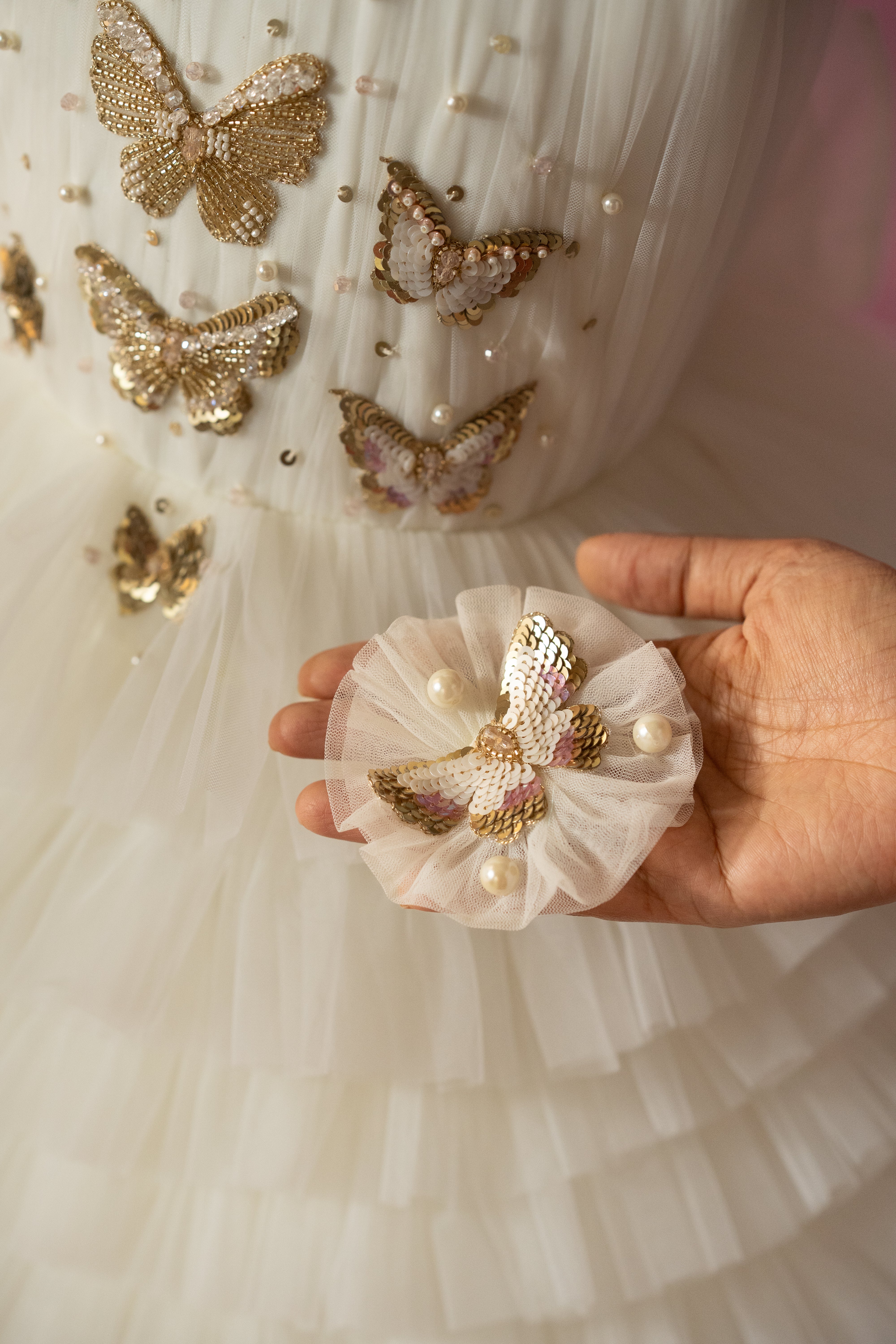 Layered Butterfly Dress In Off-white
