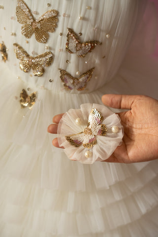 Layered Butterfly Dress In Off-white
