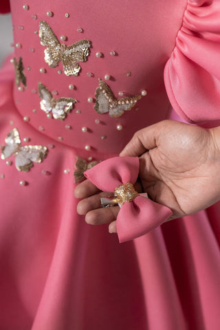 Pink Flared Butterfly Dress