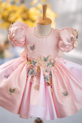 Flora Butterfly Dress In Pink With Butterfly Wings