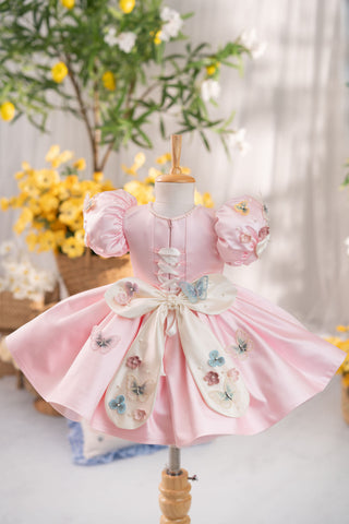 Flora Butterfly Dress In Pink With Butterfly Wings