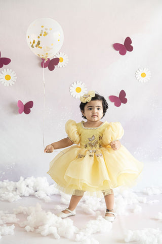 Yellow flutter dress