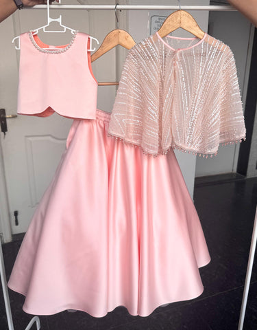 Peach Lehenga With Cape