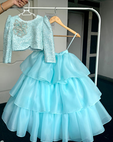 Blue Layered Lehenga