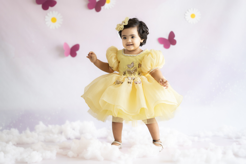 Yellow flutter dress