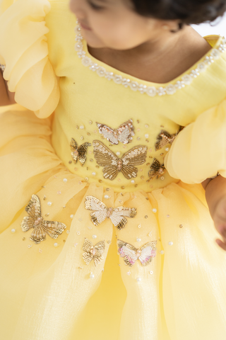 Yellow flutter dress