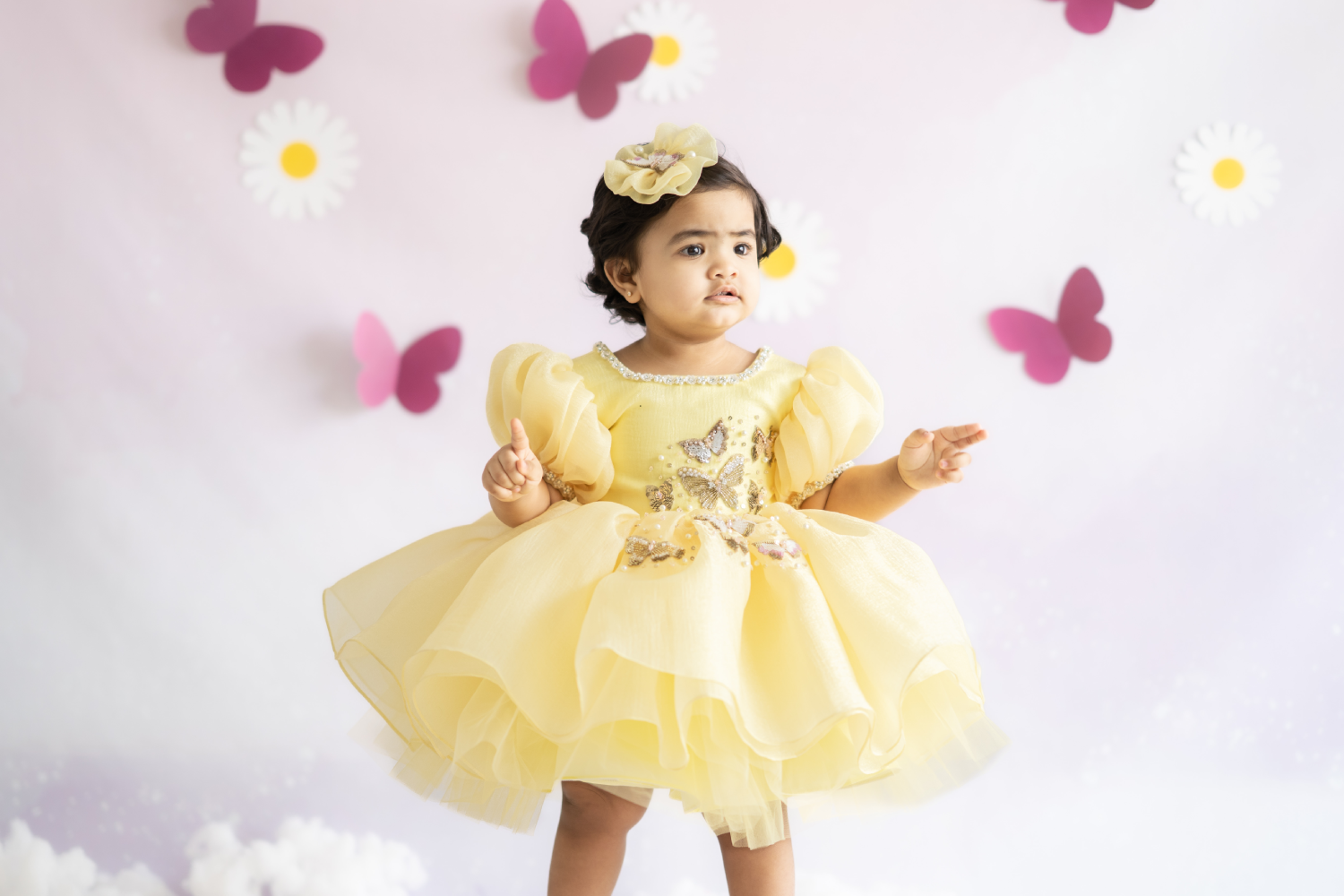 Yellow flutter dress